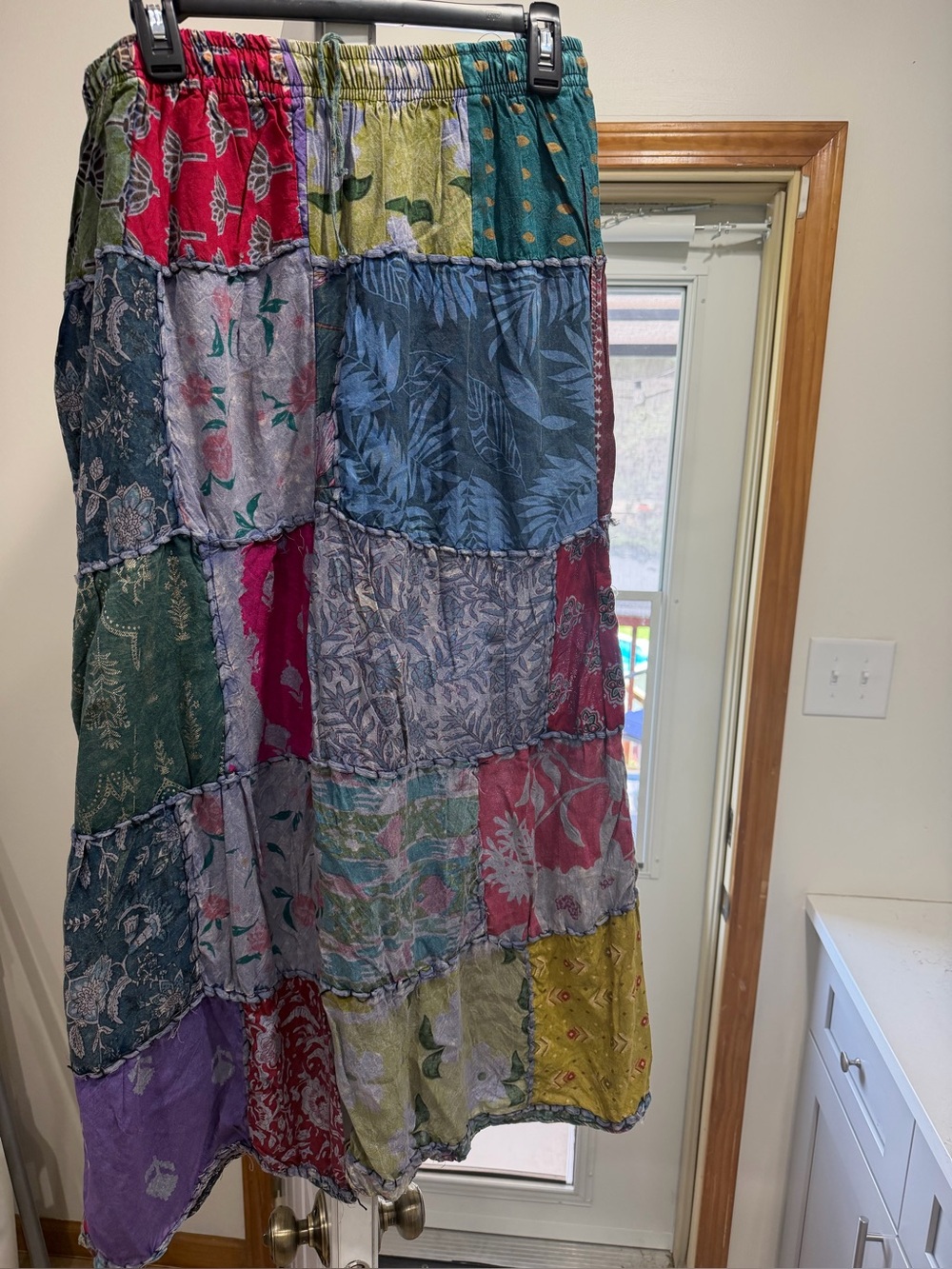 Patchwork Tiered Maxi pants - Multicolor